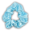Sky blue satin fabric scrunchie with silky finish and elegant pleated design for women - Sky Blue