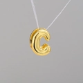 3D bubble letter C pendant necklace in polished gold finish for DIY jewelry - Letter C