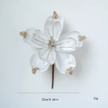Elegant 22cm cream white artificial Christmas flower with gold glitter and beads - White