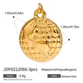 Golden stainless steel globe charm pendant for ocean-themed DIY jewelry making - Globe Style (JDP0212066-3pcs)
