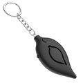 Leaf-shaped personal safety alarm in matte black finish with metal keychain accessory - Black