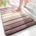 Tappetino da bagno a righe viola e crema, assorbente e soffice, mostrato con un piede - 40*60cm / Tasti del Pianoforte - Beige Loto
