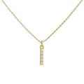 Classic 18k gold plated vertical rectangular pendant necklace with white faux pearls - Letter I