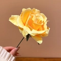 Épingle à cheveux élégante en tissu rose jaune accessoire pour femme coiffure esthétique - Épingle À Cheveux N° 59 - Jaune - Rose