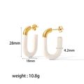 U-shaped 18K gold-plated stainless steel earrings with white enamel finish - Gold and White Enamel Style (TKR178-WT)