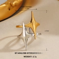 Dual-tone stainless steel star ring in gold and silver finish with double band design - Double Star Design Open Ring (Style 1)