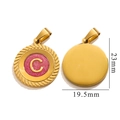 Pink glitter letter C charm in gold stainless steel for DIY bracelets and necklaces - Letter C