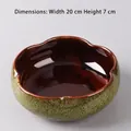 Hydroponic ceramic bowl in yellow-green glaze with petal edge, size 20cm x 7cm - DY Five-Petal Flower Hydroponic Pot-001