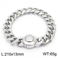 Silver Cuban link bracelet for men in titanium steel with 210mm length and 65g weight - Model D Steel (KB169895-Z)