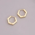 Minimalistische 18K goud hexagonale geometrische oorringen met gepolijste metalen afwerking - Zeshoek / Goud