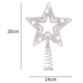 Silver glitter Christmas tree topper star with spiral base measuring 20cm by 14cm - Style A Hollow Star / Silver