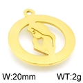 Golden stainless steel circular pendant with a prayer figure cutout, 20mm width - Virgin Mary Silhouette Round Style (KLJ4871-Z) / Gold / 20mm