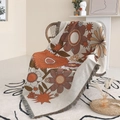Close-up of bohemian floral woven throw blanket with colorful tassel fringe details - Retro Floral / 160X130CM