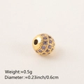 Golden round hollow spacer bead with purple cubic zirconia pavé for DIY bracelets - 6MM Purple Zirconia Gold Plated