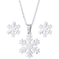 Nahaufnahme eines silbernen Schneeflocken-Schmucksets aus poliertem Edelstahl - 013 Stil - Silber