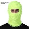 Knitted balaclava mask in fluorescent green with long shaggy faux fur texture - One Size / Fluorescent Green
