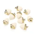 DIY strawberry pendant in creamy white resin with gold leaf charm for jewelry making - Matte Beige