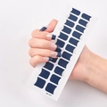 Detail showing dark blue French style nail stickers with rhinestones model SS-014 - Dark Blue French Rhinestone Style (SS-014)
