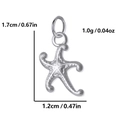 Silver stainless steel starfish pendant charm with dimensions 1.7cm and weight 1.0g - Starfish / Steel
