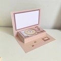 Pink 3D pop-up vintage record player greeting card with intricate paper art details - Plain Style / Apricot Gramophone Card