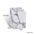 Make-up-Pinselhalter aus PU-Leder mit weißem Marmormuster und 10,5 cm Höhe Abmessung - Marmormuster Quadratischer Halbeimer ohne Etikett