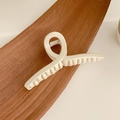 Matte cream beige twisted shark hair clip with a minimalist criss-cross design - Ivory Cross Claw Clip