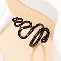 Anello aperto punk in acciaio inossidabile nero a forma di serpente con squame - Nero