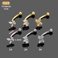 G23 titanium wenkbrauwpiercing vlinder met zirkonia in goud en zilver kleur - Vlinder ontwerp / Zilver