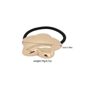 Irregular golden flower hair tie with black elastic cord, size 5cm and 19g weight - Glossy Flower