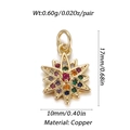 Detail view of gold octagonal star pendant with colorful gems and precise size measurements - Colorful Eight-Pointed Star Shape (006-02)