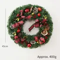 45cm Christmas wreath with red plaid bow, pine cones, and berries weighing 400g - 45cm Scotland Bow Wreath (400g)