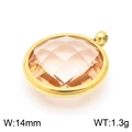 Detail view of 14mm round champagne gemstone pendant with gold stainless steel frame - Gold Round Champagne Gem Style (KLJ8247-Z)