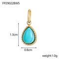 Water drop natural stone pendant with gold titanium steel frame for DIY necklaces - Teal Green - Water Drop Pendant