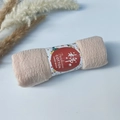 Elegant beige pleated cotton viscose scarf with fashion label on white background - Style #79
