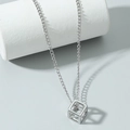 Collana da uomo in acciaio inossidabile argento con ciondolo a cubo geometrico con diamante - Cubo / Color Acciaio