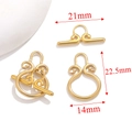 Gold-plated stainless steel OT toggle clasp for jewelry making with 21mm T-bar dimensions - Style C / Gold