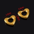 Polished gold heart charm pendant 1.6cm x 1.4cm with 0.6cm large hole bead for DIY - Style B Heart Pendant / 5 Pieces / Gold