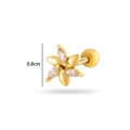 Golden flower cartilage earring with cubic zirconia petals and polished steel finish - Five-Petal Flower (0186-2# Gold) / Gold