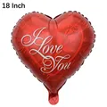 Detail of 18 inch red heart foil balloon with I Love You print and rose patterns - English Valentine's Heart Design 8