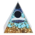 Orgonite pyramid with turquoise stones and gold foil on a clean white background - YB30 Turquoise [6cm]