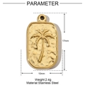 Detailed view of vacuum gold-plated stainless steel palm tree pendant with dimensions - Coconut Tree (YE519)
