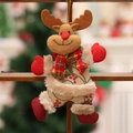 Rentier-Plüschfigur zum Aufhängen mit Jute-Textur und kariertem Schal für den Weihnachtsbaum - Tanzender Rentier Anhänger