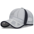 Breathable grey mesh baseball cap with black trim for summer outdoor sports - Adjustable / Light Gray