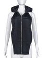 Dettaglio di un gilet trapuntato nero con cappuccio, cerniera e trama imbottita - S / Nero