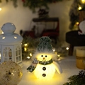 Leuchtender Weihnachts-Schneemann mit grüner Strickmütze und festlichen LED-Lichtern - Dunkelgrüne Strickmütze Kurzer Hut Schneemann mit Licht