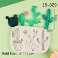 DIY cactus and succulent silicone mold with 5 shapes for resin or clay crafting - Gray