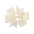 Handmade cream grosgrain ribbon swallowtail hair bow clip for kids and girls - Off White