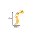 Gold moon stud earring with white zircons and internal threading G23 titanium - Moon Design / Gold