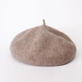 Classic light brown wool beret hat for women with a vintage minimalist design - Adjustable / Mocha