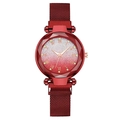 Orologio da donna con cinturino magnetico milanese rosso e quadrante sfumato lucido - Solo orologio / Rosso